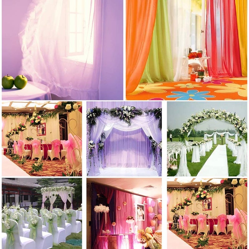 Anteer Crystal Organza Tulle Sheer Fabric Backdrop Curtains for Wedding Baby Shower Birthday Party Event Decor, 19â€ by 30 Yard (Green) - Image 3